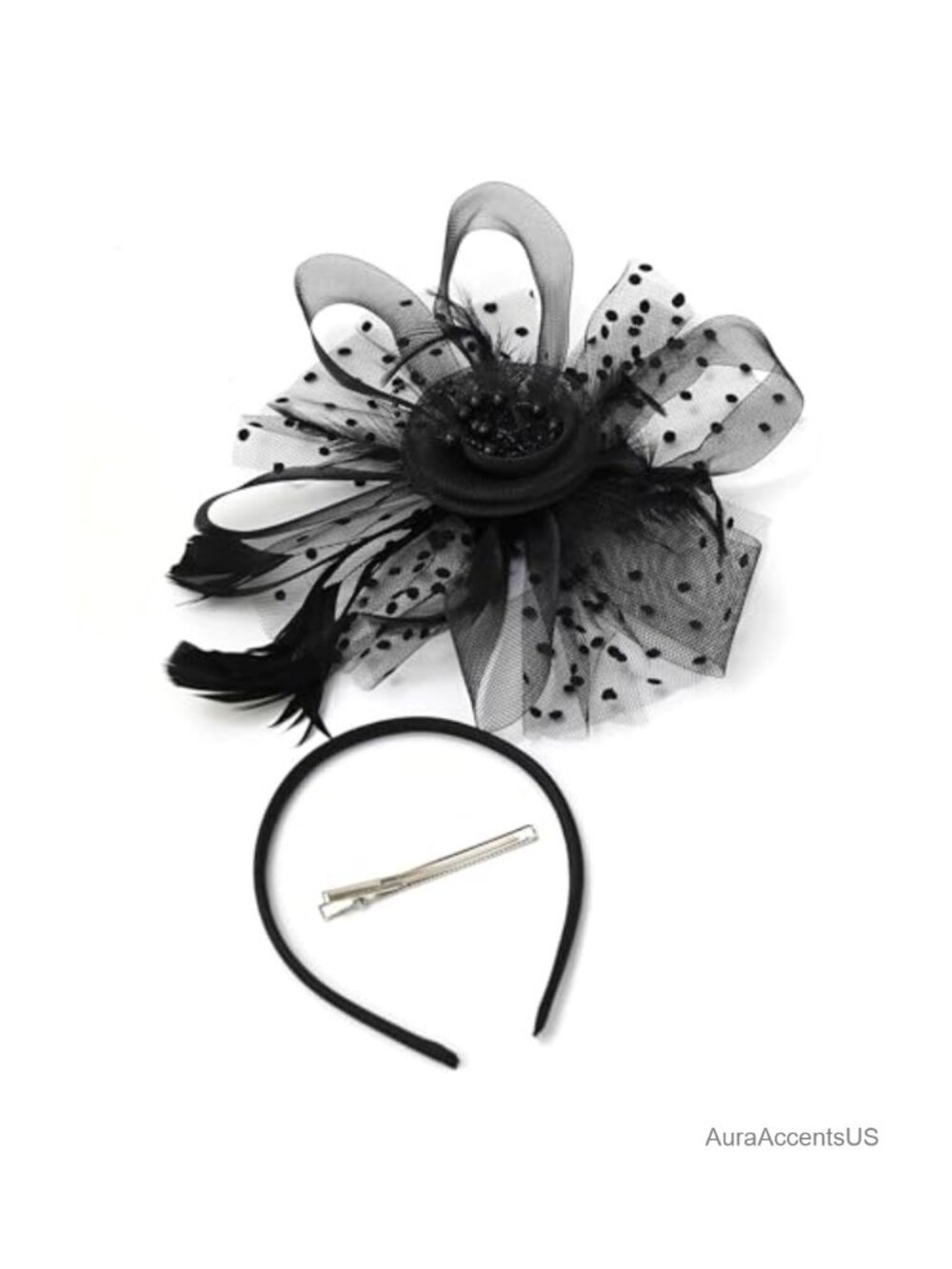 Women's Floral Fascinator Hat Mesh Feathers Headband Tea Party Derby Headwear